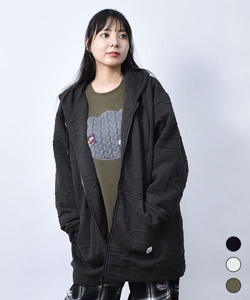 【パーカー】 ふくれジャガード ロゴ パーカー