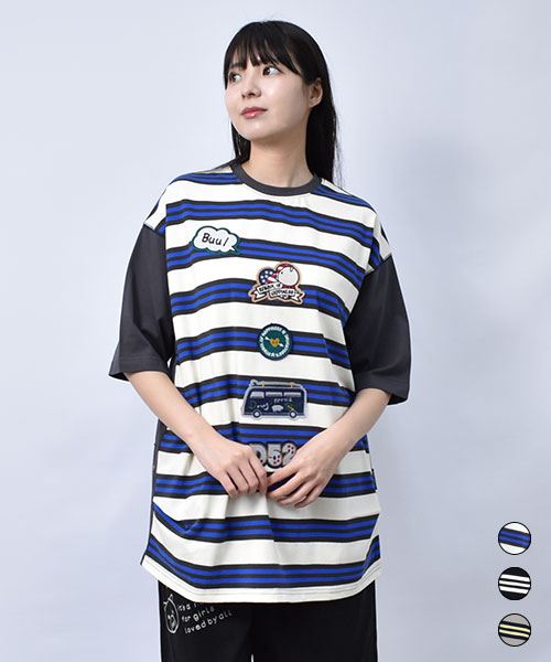 【Tシャツ】 ワッペン ボーダー BIG Tシャツ