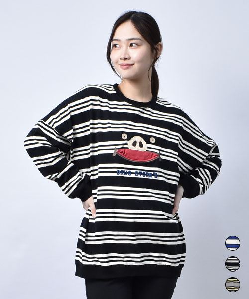 【スウェット トレーナー】 スマイリーフェイス ボーダー トレーナー