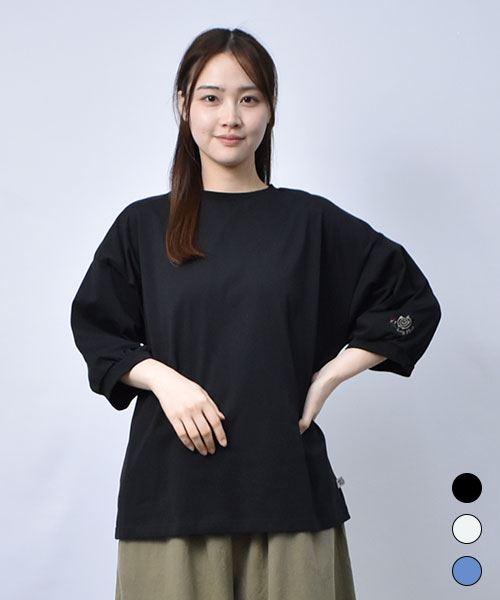 【Tシャツ】 ワンポイント刺繍 パフ袖 Tシャツ