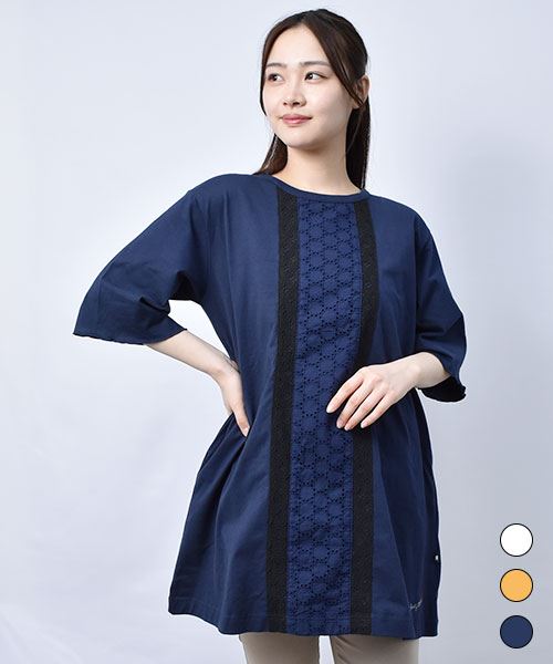 【チュニック】 袖メロー レース チュニック