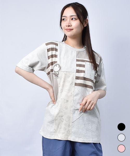 【Tシャツ】 スタンディアップリケ ハギハギ セットインT