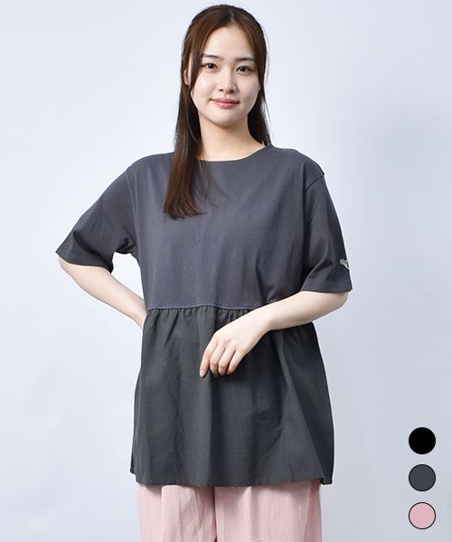 【Tシャツ】切替 シンプル Tシャツ