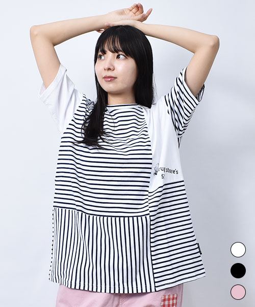 【Tシャツ】 ボーダー ハギハギ BIG Tシャツ