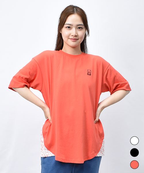 【Tシャツ】 サイド総柄 ラウンド Tシャツ