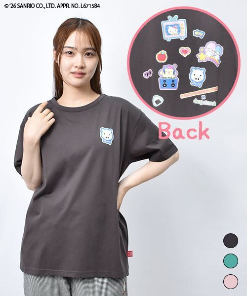 【サンリオキャラクターズ × スタンディ】 カラフルワッペン風 プリント Tシャツ
