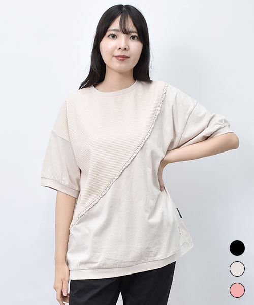 【Tシャツ】 レース パフスリーブ Tシャツ