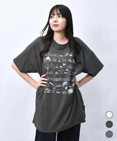 【Tシャツ】 スタンディ&シーフレンズ BIG丈長 プリント Tシャツ