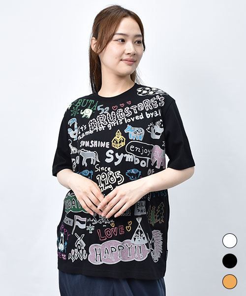 【Tシャツ】 ラフペイント プリント&刺繍 Tシャツ