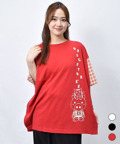 【Tシャツ】 スタンディ&ネコ スリット Tシャツ