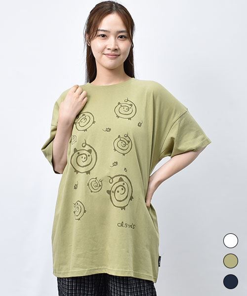 【Tシャツ】 手書き風うず プリント BIG Tシャツ