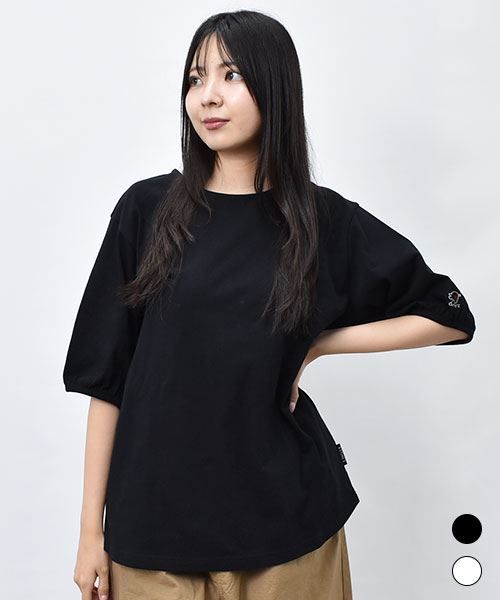 【Tシャツ】 パフスリーブ シンプル Tシャツ