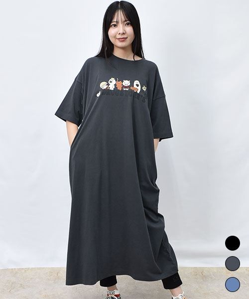 【ワンピース】 キャラクターズ 5分袖 カット ワンピース