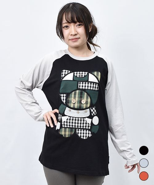 【Tシャツ】 ブタシルエット 配色ラグラン ロンT