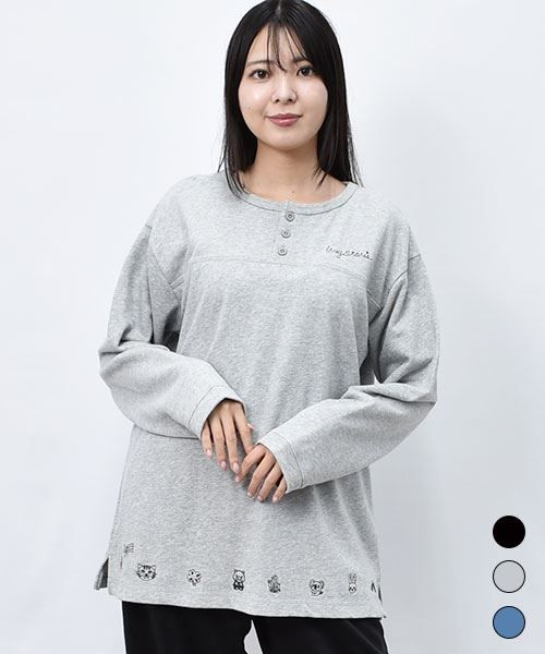 【ロンT】 バックロゴ ヘンリーネック ロンT
