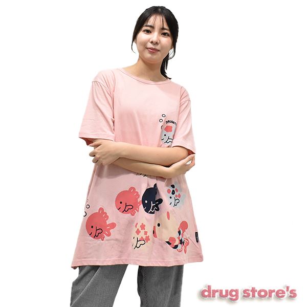 drug store's 20/-OE天竺 金魚プリント 定番AラインTシャツ(3 61 ...