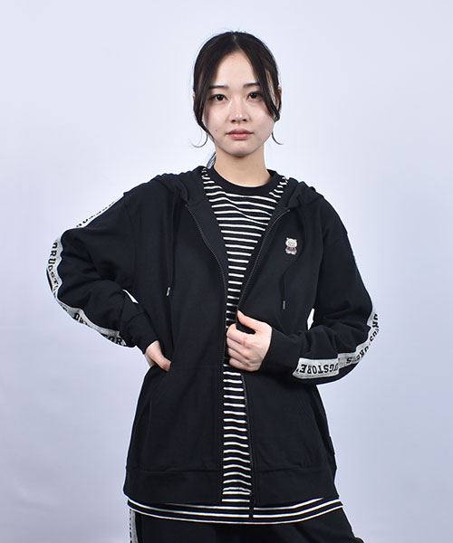 drug store's  袖中心切替 ロゴプリント パーカー