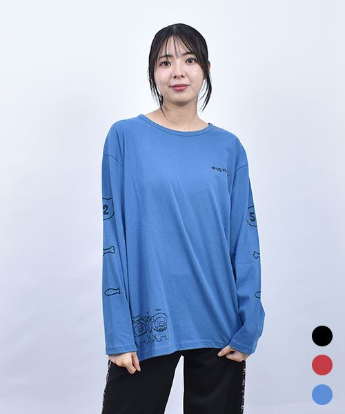 drug store's 21/-OE天竺 クマ、ネコ、イヌプリント BIGT