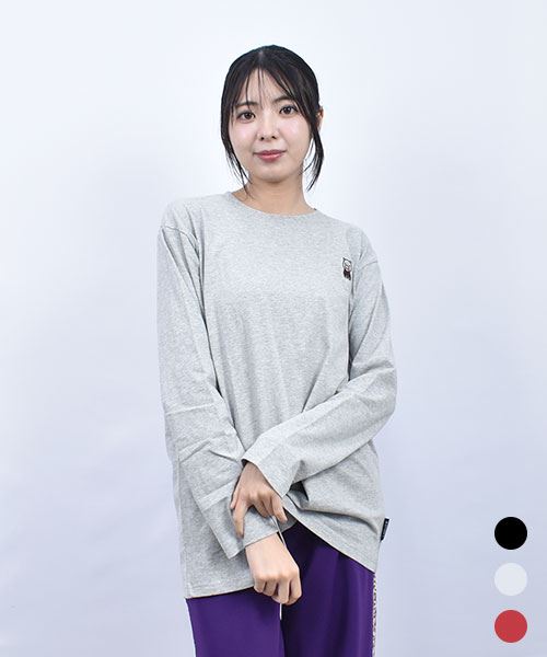 drug store's 21/-OE天竺 スタンディ刺繍 定番セットイン ロンT