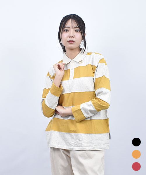 drug store's 20/-OE天竺 ブタ顔アップリケ衿 ラガーシャツ