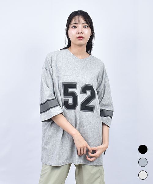 drug store's 20/-OE天竺 52プリント Vネック 5分袖 ホッケーT