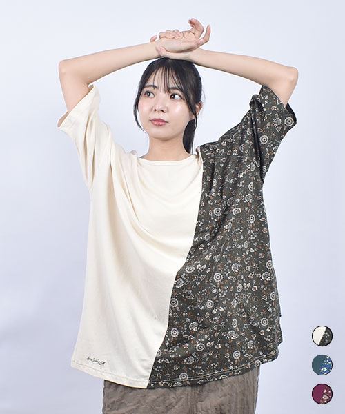 drug store's 20/-OE天竺 刺繍 斜め切替 BIGT