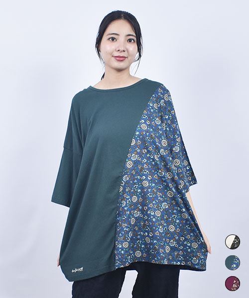 drug store's 20/-OE天竺 刺繍 斜め切替 BIGT