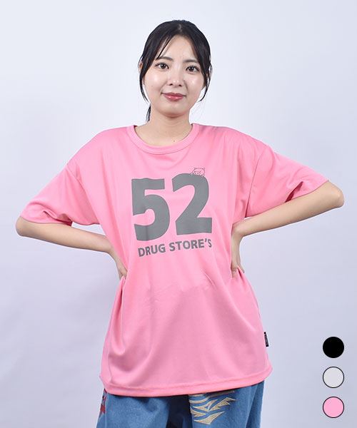 drug store's メッシュ ロゴプリント ゆったり 半袖 Tシャツ