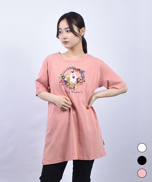 drug store's 20/-OE天竺 ハートンプリント 定番 AラインT