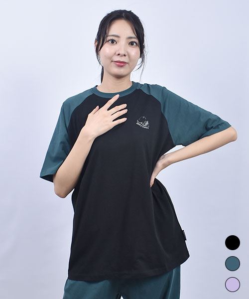 drug store's 32/-天竺 天使ブタ柄 バッグプリント ラグラン T