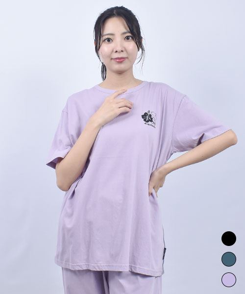 drug store's 32/-天竺 ブタ×アロハ柄 バッグプリント 定番 BIGT