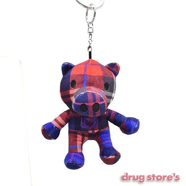 drug store's チェック ブタぬいぐるみ キーホルダー