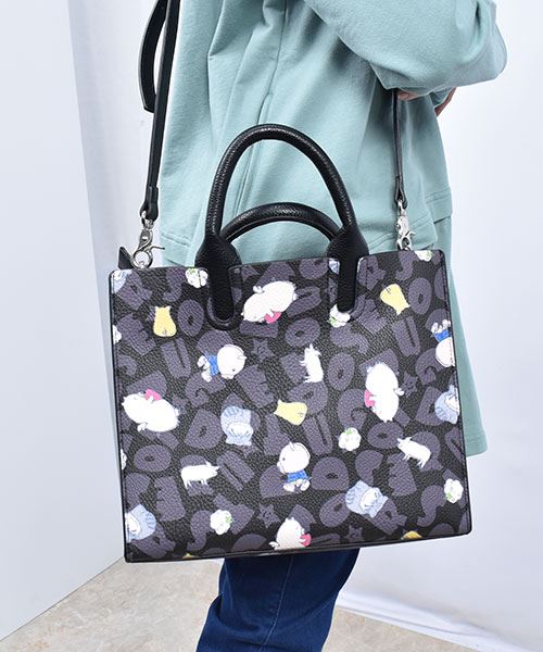 drug store's 合成皮革 ブタ＆ネコプリント 2WAY トートバッグ
