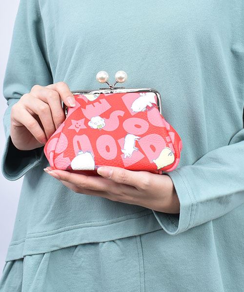 drug store's 合成皮革 ブタ＆ネコプリント がま口ポーチ