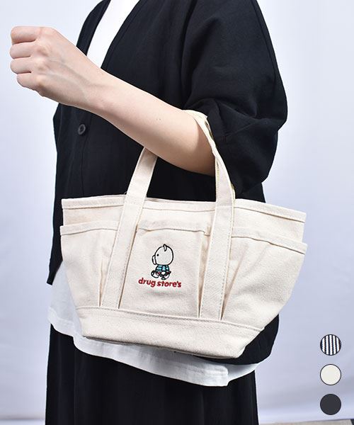 drug store's スタンディ刺繍 トートバッグ 小