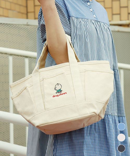 drug store's スタンディ刺繍 トートバッグ 大