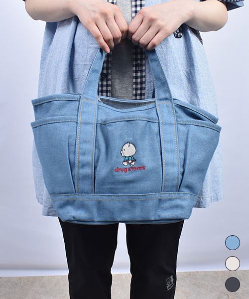 drug store's スタンディ刺繍 トートバッグ 大
