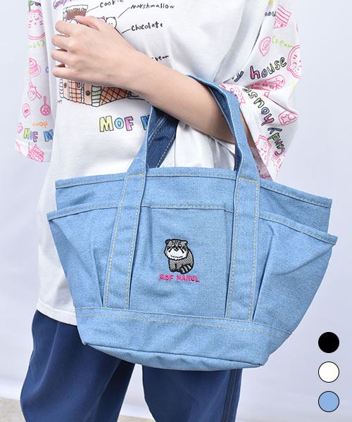 mof manul ネコ刺繍 トートバッグ 大