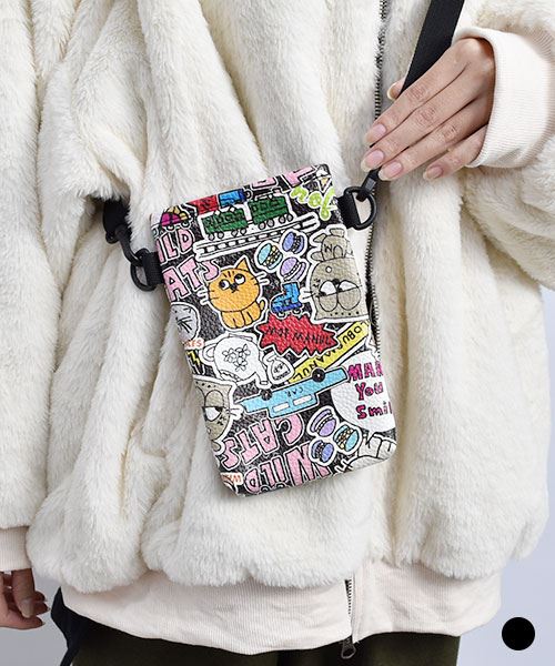 mof manul マヌルネコ総柄 携帯ポーチ