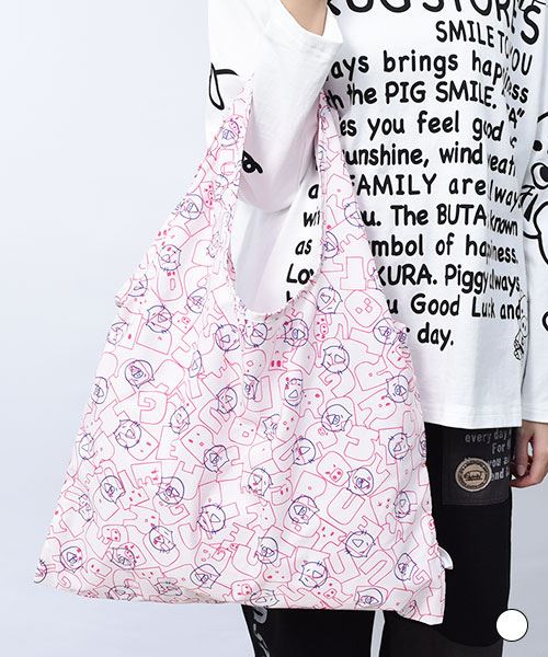 【エコバッグ】 ぶたねこ 総柄 エコバッグ