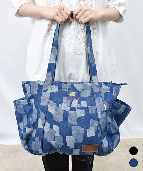 【トートバッグ】 デニム ジャガード トートバッグ