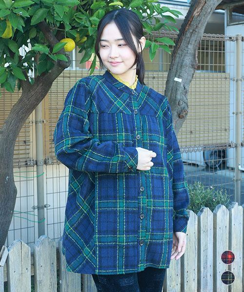 チェック×チェック 起毛シャツ