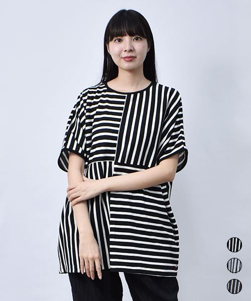 【チュニック】 ボーダー 切替 チュニック