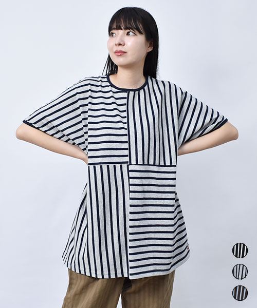 【チュニック】 ボーダー 切替 チュニック