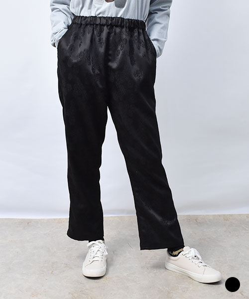 【パンツ】 花柄ジャガード テーパードパンツ