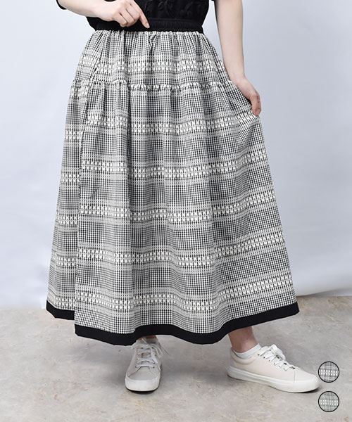 【スカート】 ギンガムチェック ふんわりギャザー スカート
