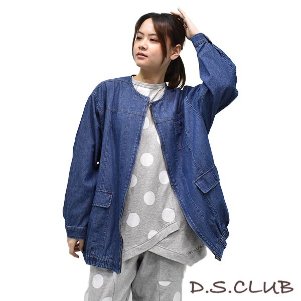 D.S.CLUB デニム襟なしジャケット(F 92 ネイビー): トップス | drug
