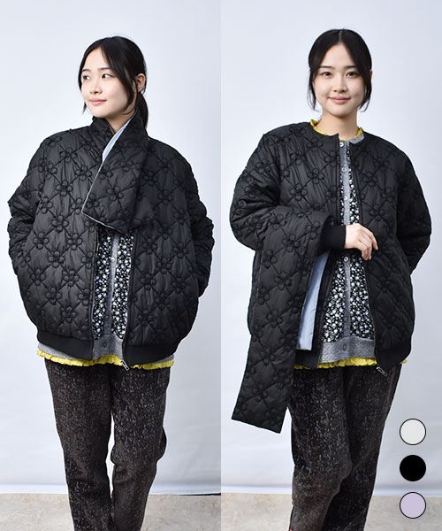 マフラーつき 花柄 ブルゾン