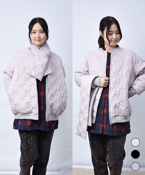 マフラーつき 花柄 ブルゾン