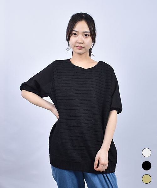 D.S.CLUB シャーリングカット袖別布 カットソー